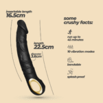 realistische vibrator – buigzame hals & 10 standen – Crushious Magnus Bend Zwart Crushious - Afbeelding 5