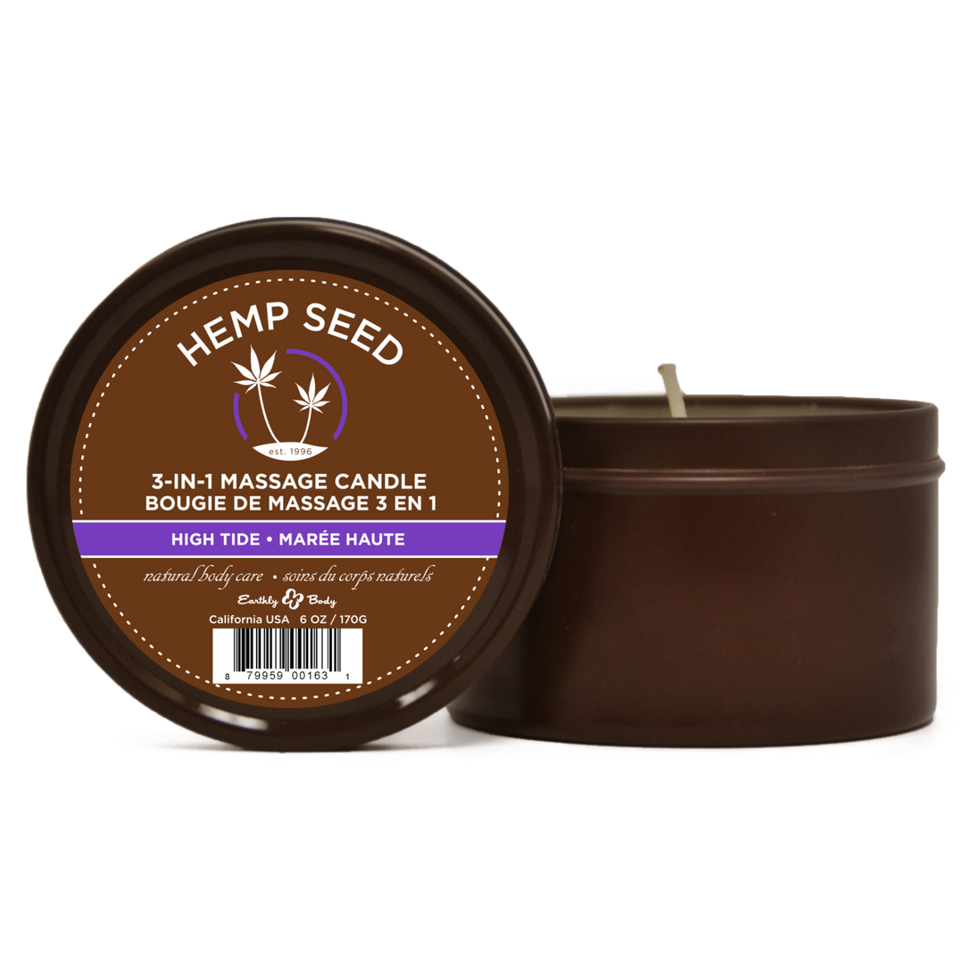 HSC053 Massagekaars – High Tide 3-in-1 kaars die smelt tot massageolie – kokosnoot, limoen & verbena – 170 gr - Afbeelding 1