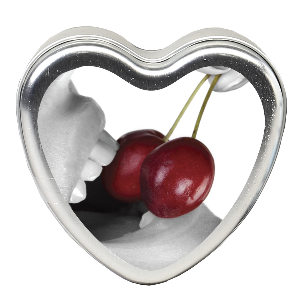 HSCK001 Massagekaars – Eetbare hartkaars met warme massageolie – Kersensmaak – 4 oz / 113 gr - Afbeelding 1