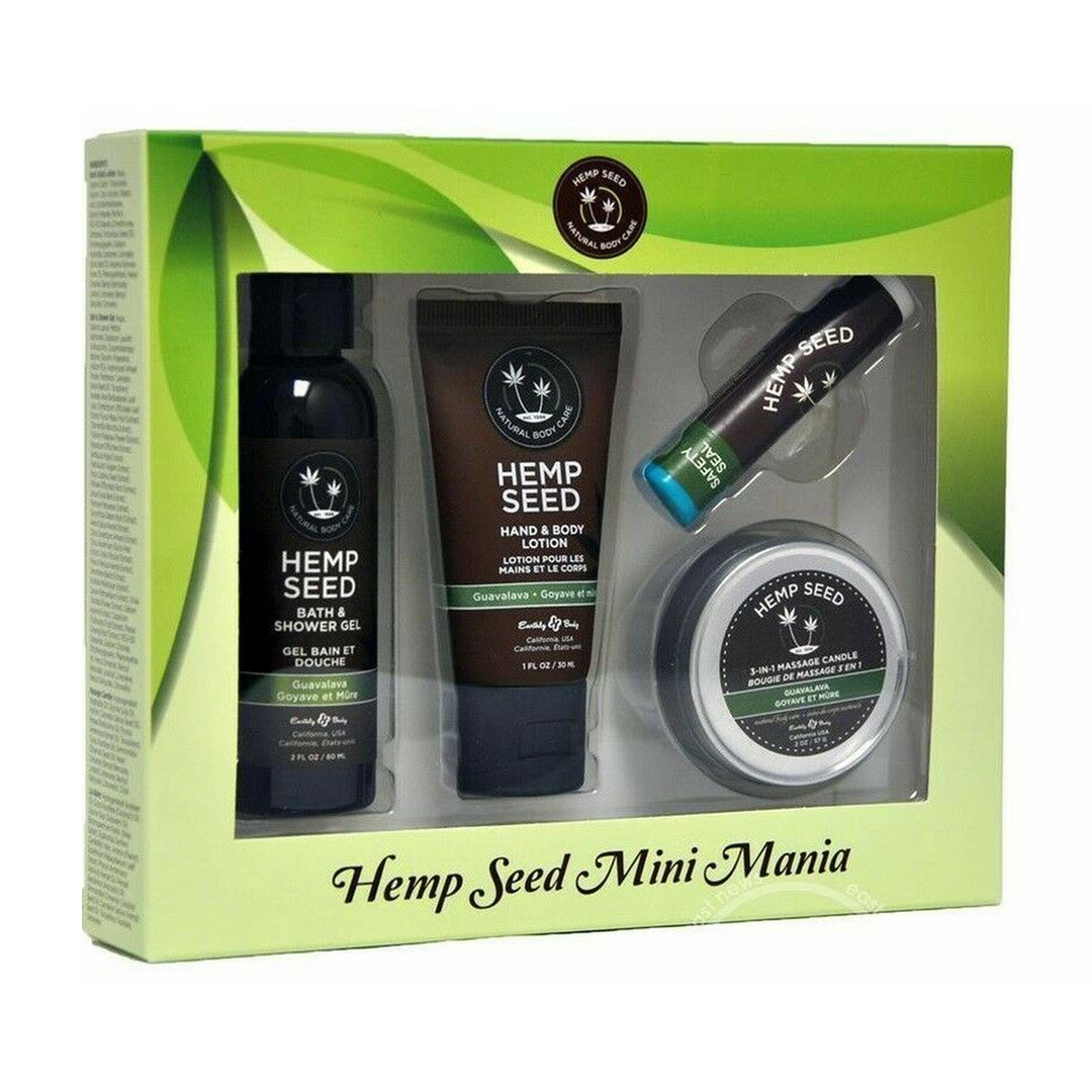 HSMM068I-2 Hemp Seed Mini Mania Travel Set – 4-delige huidverzorgingsset in mini formaat – Guave & Braam geur - Afbeelding 1