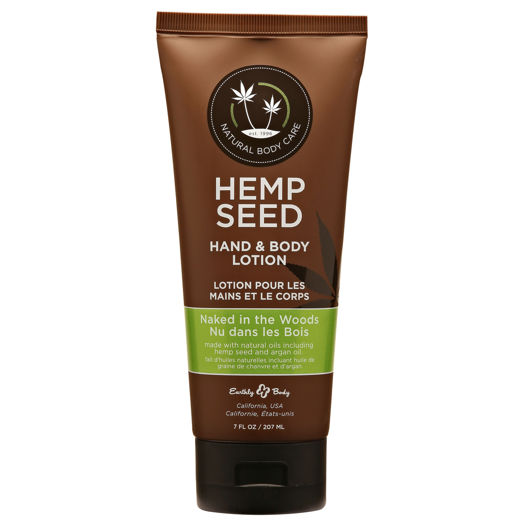 HSV022T Bodylotion – Naked in the Woods hand & body lotion met hennepzaad- en arganolie – White tea & ginger – Earthly Body – 207 ml (7 fl oz) - Afbeelding 1