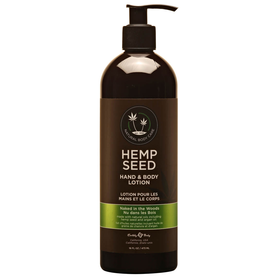 HSV222 Bodylotion – Naked in the Woods hand & body lotion met hennepzaad- en arganolie – White tea & ginger – Earthly Body – 473 ml - Afbeelding 1