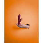 rabbit vibrator – dubbele motor voor clitoris & g-spot – Loveline, donker kers Loveline by Shots - Afbeelding 6