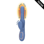 rabbit vibrator – stotende schacht & roterende parels – Loveline by Shots, blauw Loveline by Shots - Afbeelding 5