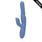 rabbit vibrator – stotende schacht & roterende parels – Loveline by Shots, blauw Loveline by Shots - Afbeelding 2