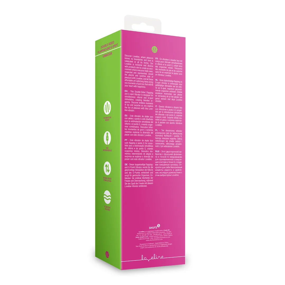 Loveline stimulateur à rabat double face et vibromasseur pour le point G rose – Image 2