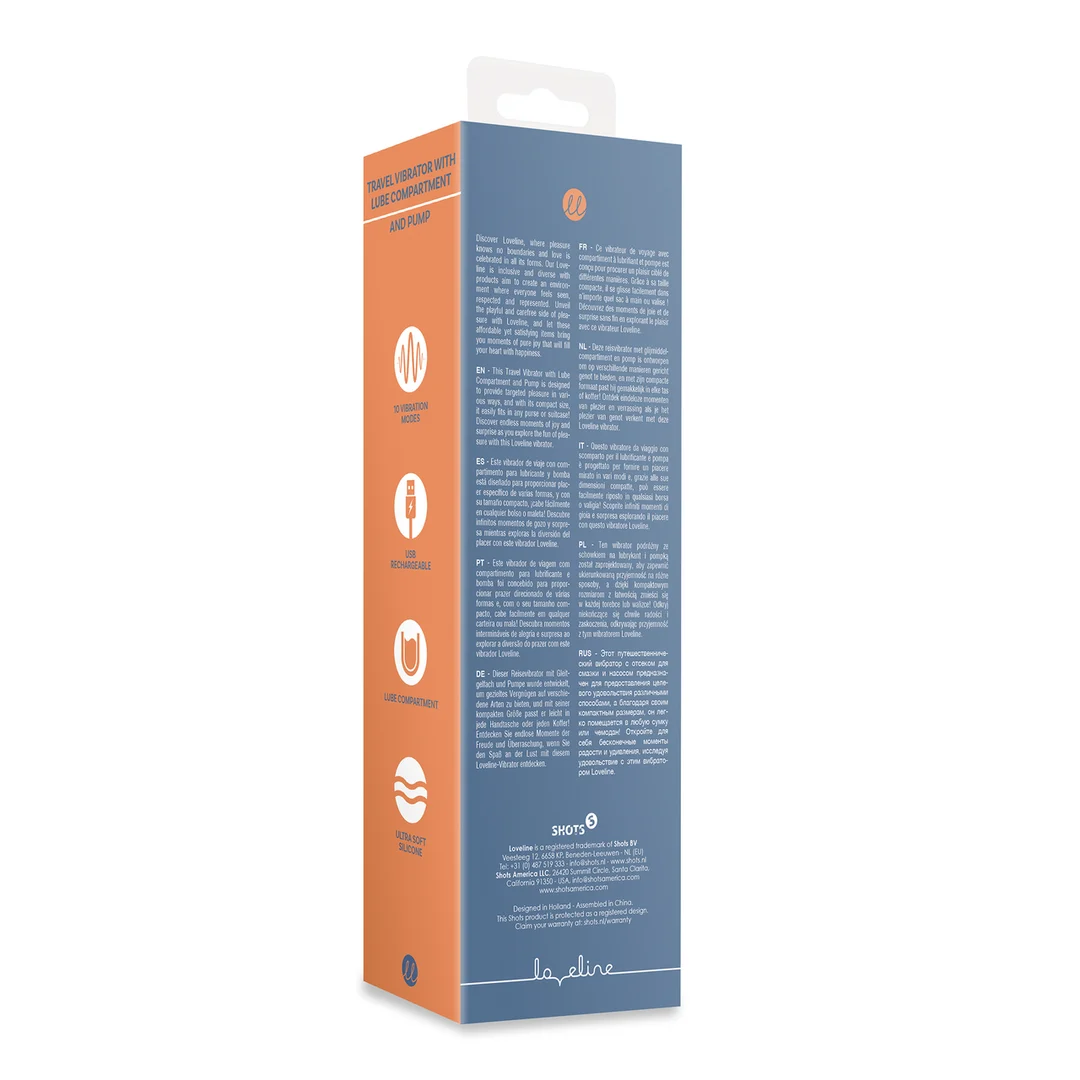 Vibromasseur de voyage Loveline Blue Horizon avec compartiment à lubrifiant – Image 2
