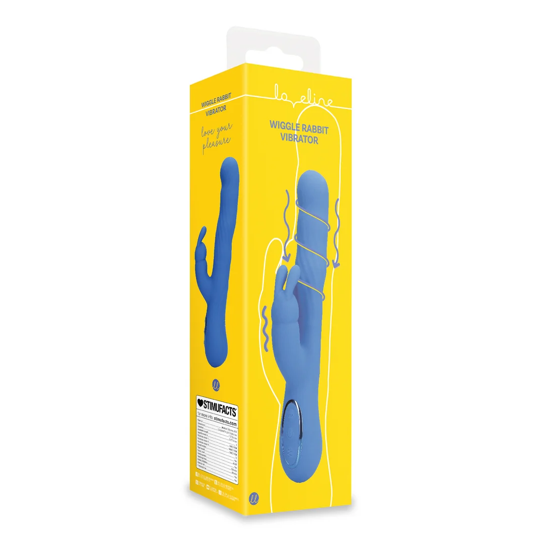 Rabbit vibrator – wiebelende bewegingen voor clitoris & g-spot – Loveline Jetset Blauw Loveline by Shots - Afbeelding 2