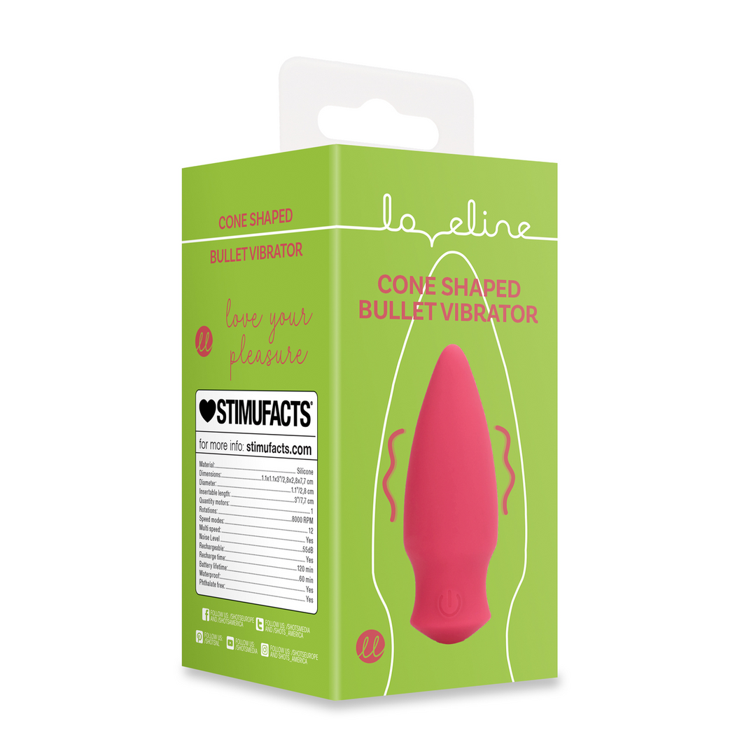 LOVE128RED-2 Bullet vibrator – kegelvormig design – Loveline by Shots Blushing Red Loveline by Shots - Afbeelding 1