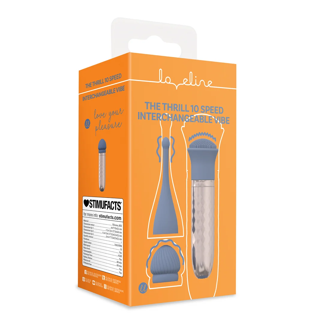 Thrill verwisselbare vibrator blauw