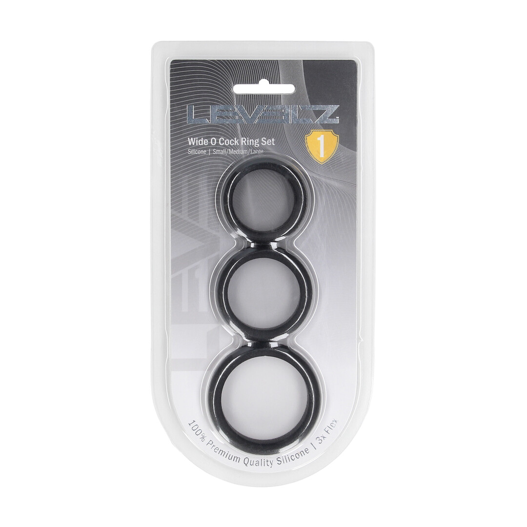 LVL01-0014BLK-2 Niet-vibrerende cockring met 3 maten – Zwart - Afbeelding 1