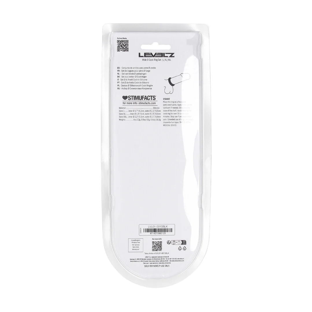 Set d’anneaux péniens en silicone Wide O Levelz by Shots – Image 2