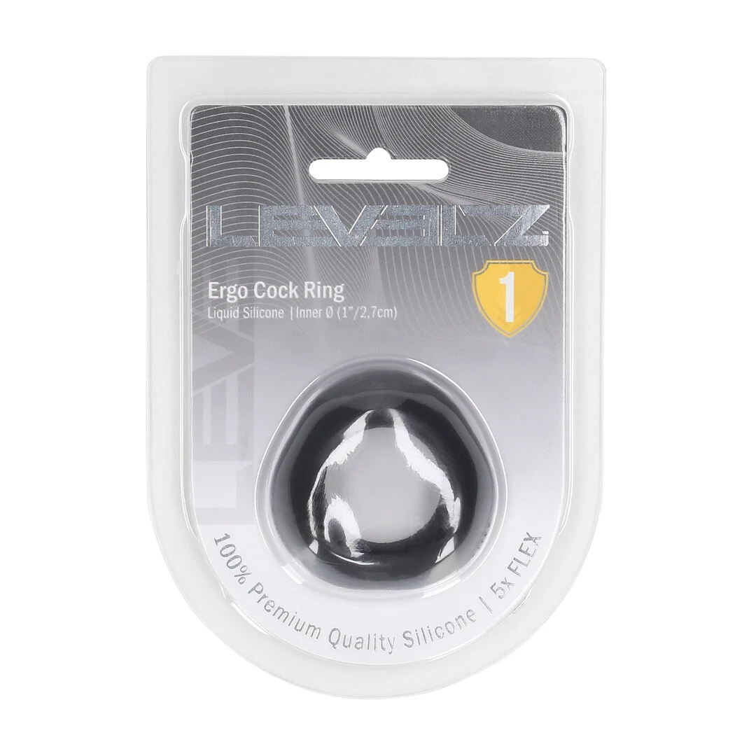 LVL01-0016BLK-2 Anneau pénien Levelz Ergo en silicone liquide – Image 1