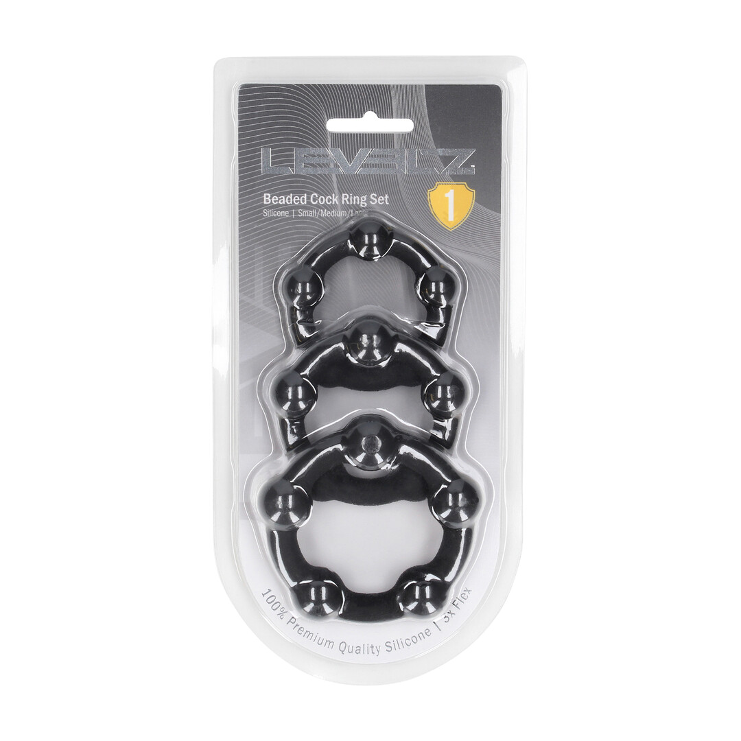 LVL01-0024BLK-2 Niet-vibrerende cockring met 3 maten – Zwart - Afbeelding 1