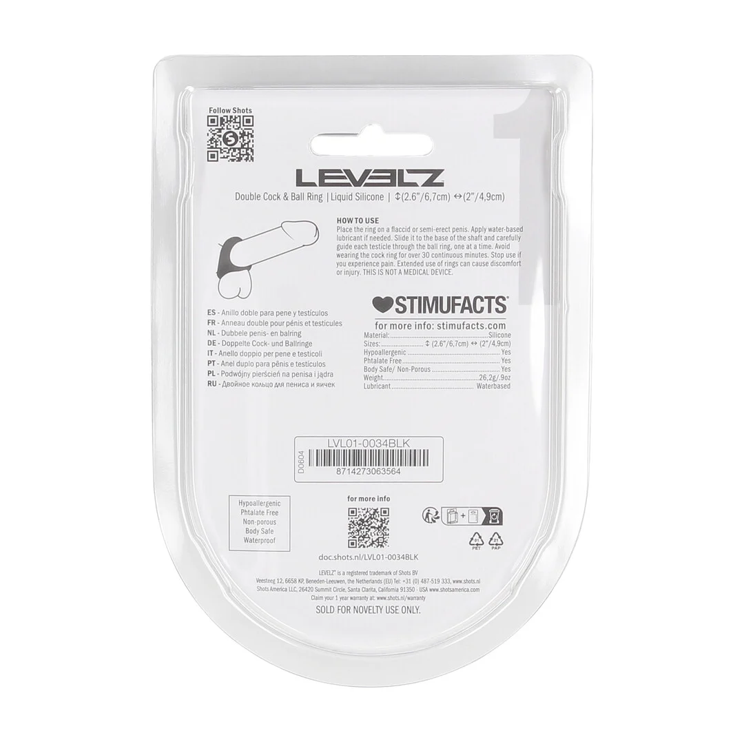 Anneau pénien et testiculaire double en silicone Levelz – Image 2