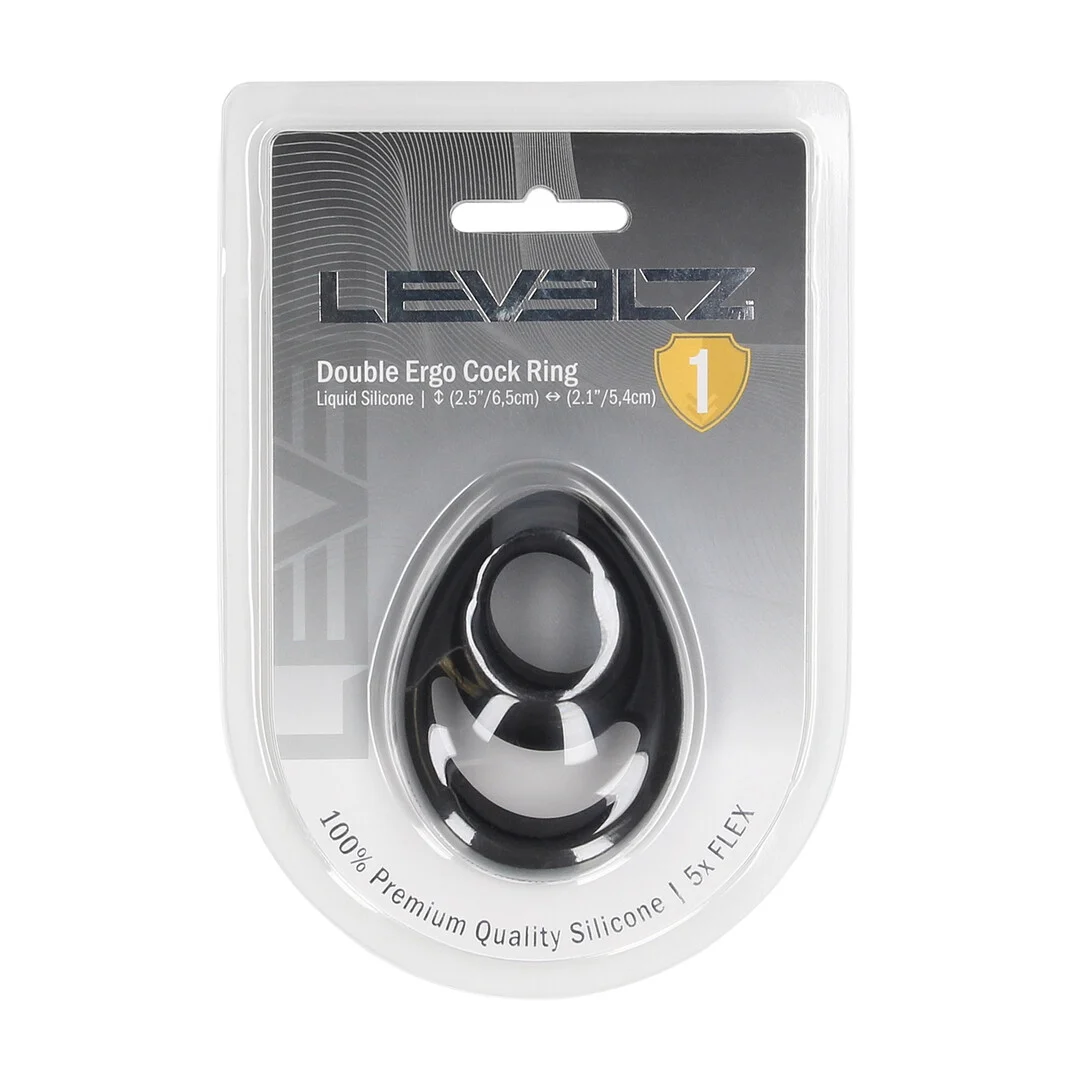 Levelz Double Ergo Penisring aus Silikon, schwarz – Bild 1