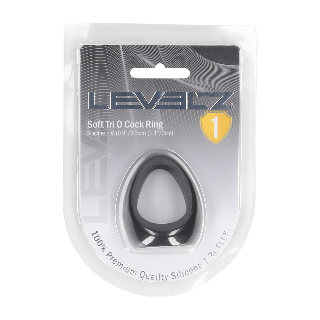 LVL01-0039BLK-2 Niet-vibrerende cockring met drie lussen – Zwart - Afbeelding 1