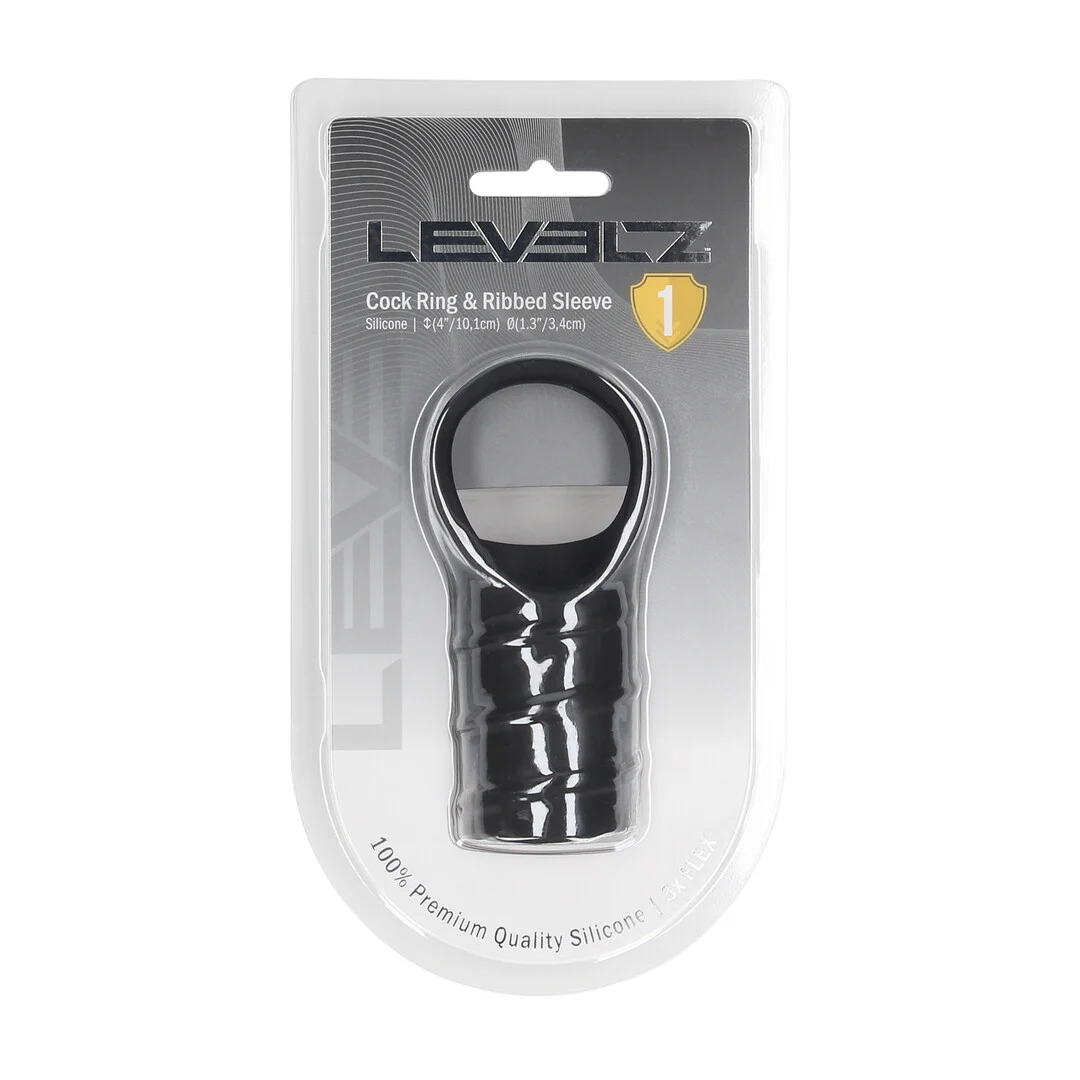 Levelz by Shots Silikon Cockring mit gerippter Manschette, schwarz – Bild 1