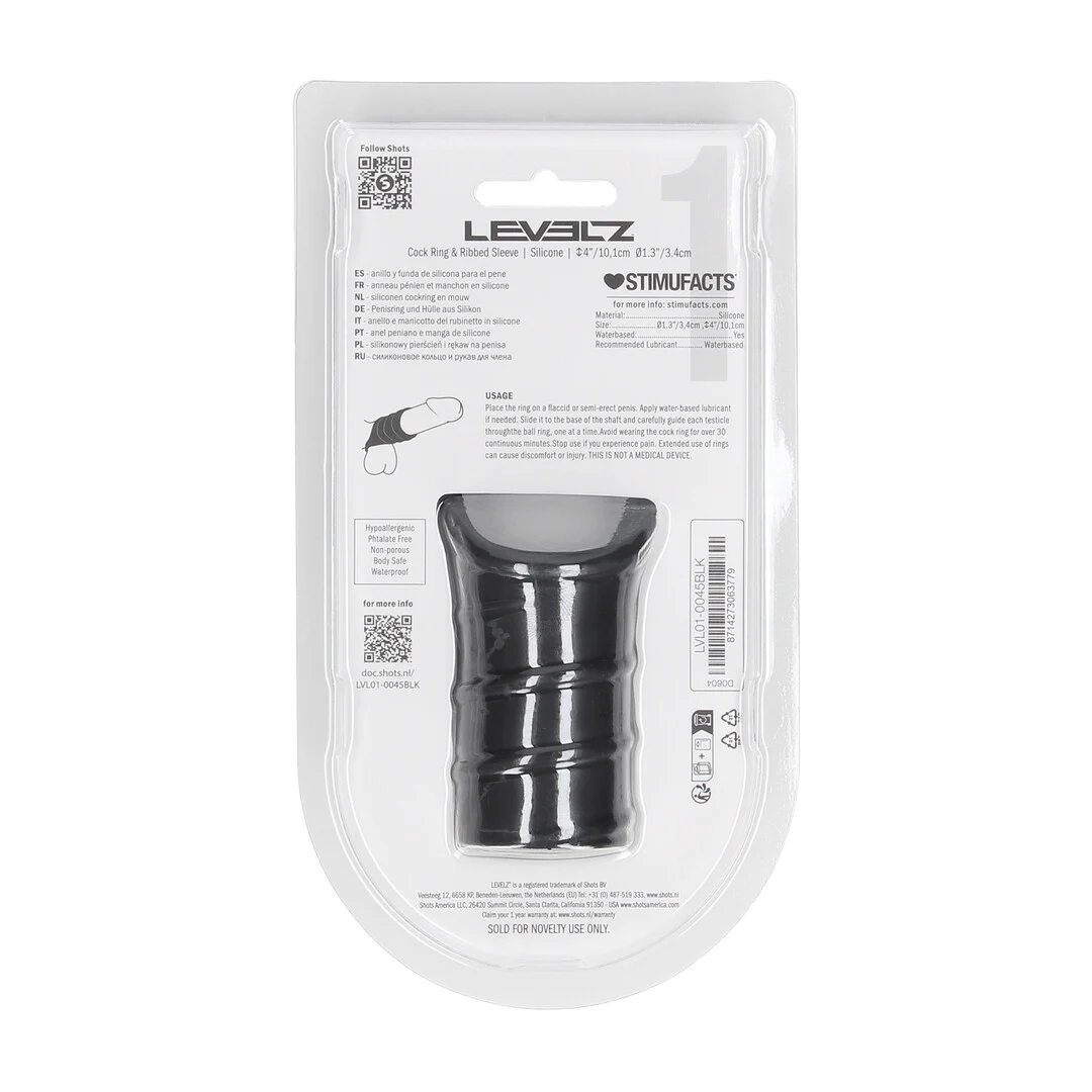 Levelz by Shots Silikon Cockring mit gerippter Manschette, schwarz – Bild 2