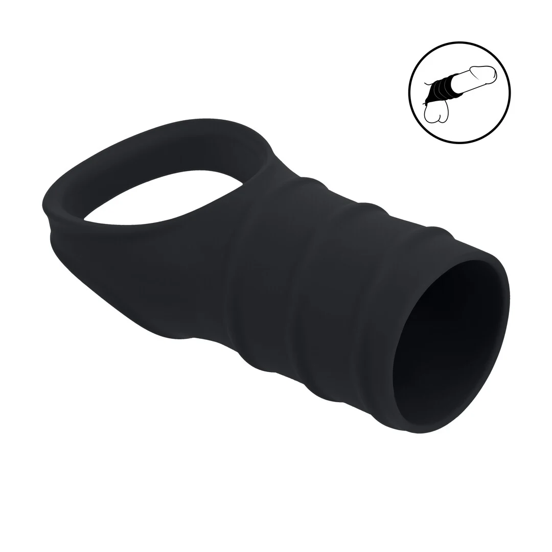 Levelz by Shots Silikon Cockring mit gerippter Manschette, schwarz – Bild 6