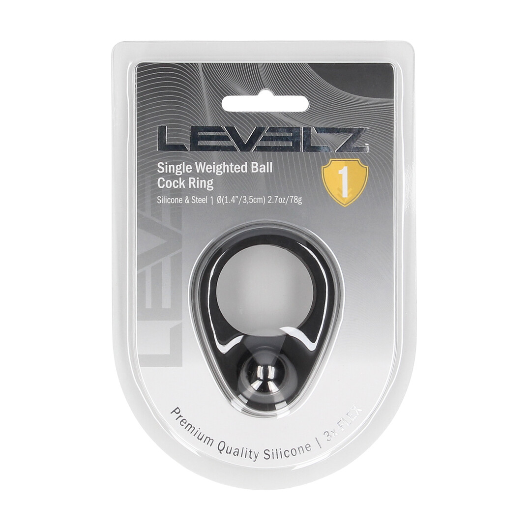 LVL01-0050BLK-2 Niet-vibrerende cockring met gewogen bal – Zwart - Afbeelding 1