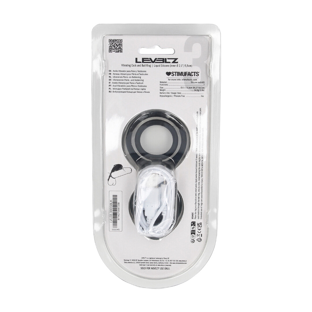 LVL03-0005BLK-3 Vibrerende cockring met stevige grip – Zwart - Afbeelding 1