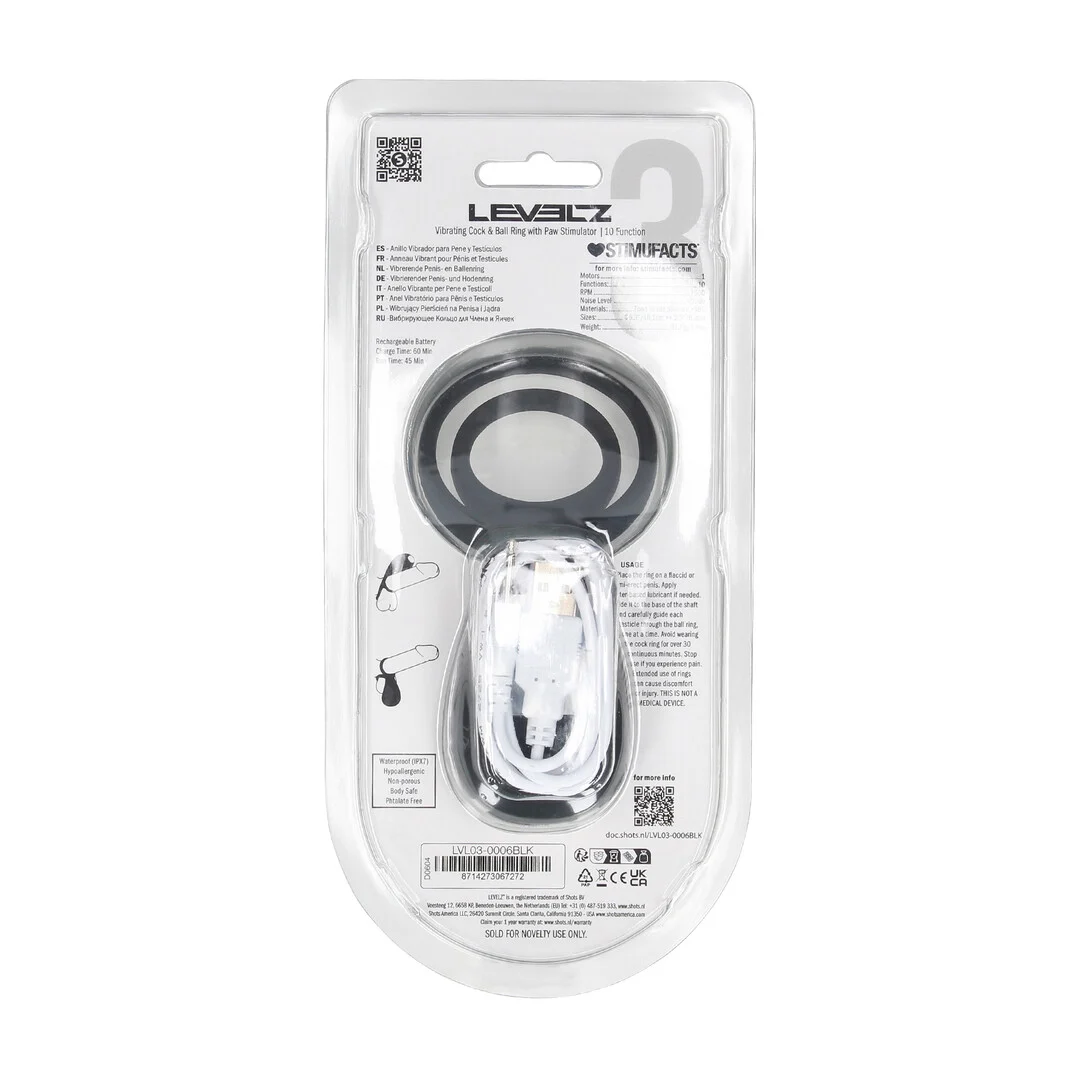 Anneau vibrant pénien et testiculaire Levelz avec stimulateur en forme de patte – Image 2