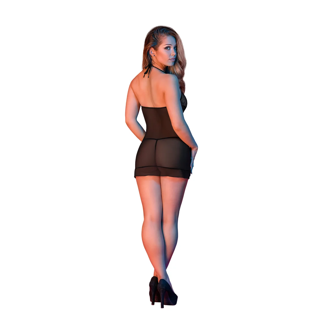 Schwarzes Chemise mit G String von Magic Silk – Bild 9