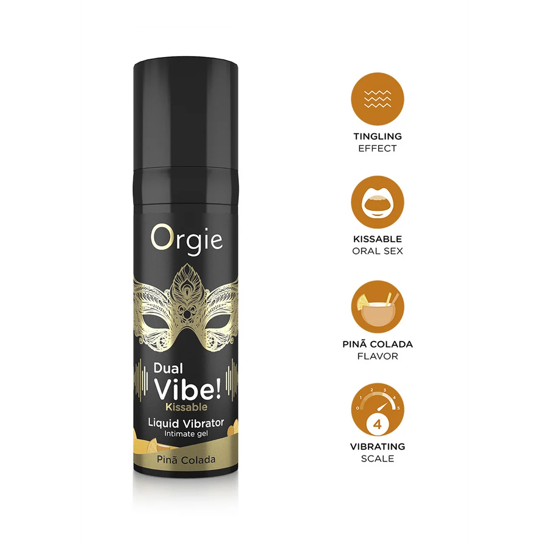 Gel stimulant liquide à embrasser Orgie Dual Vibe! Pina Colada 15 ml – Image 3
