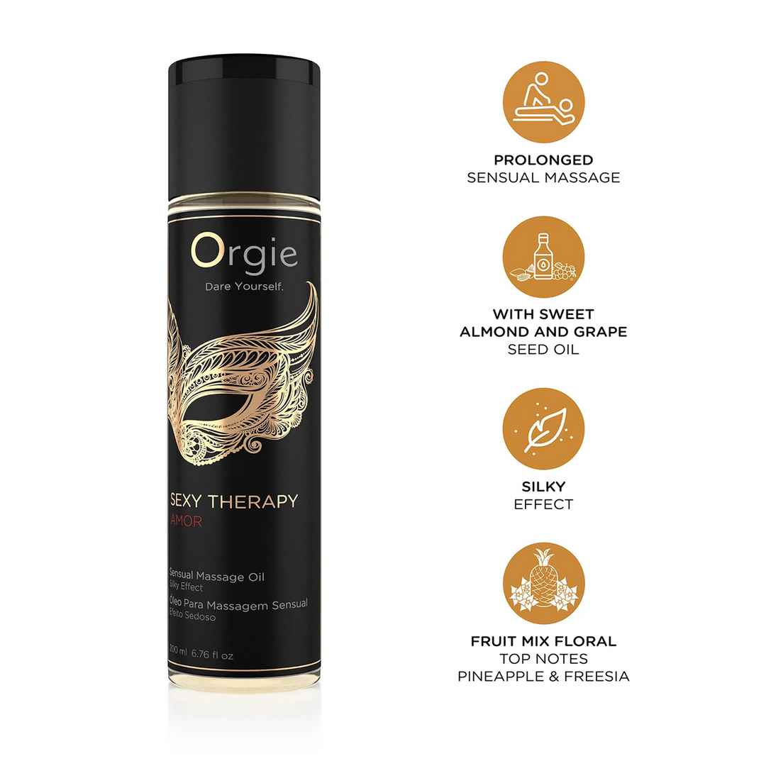 OR-21043-11 Massage olie – Olie voor sensuele massage met een zijdezachte touch, op basis van amandelolie en druivenpittenolie – Orgie – 200 ml - Afbeelding 1