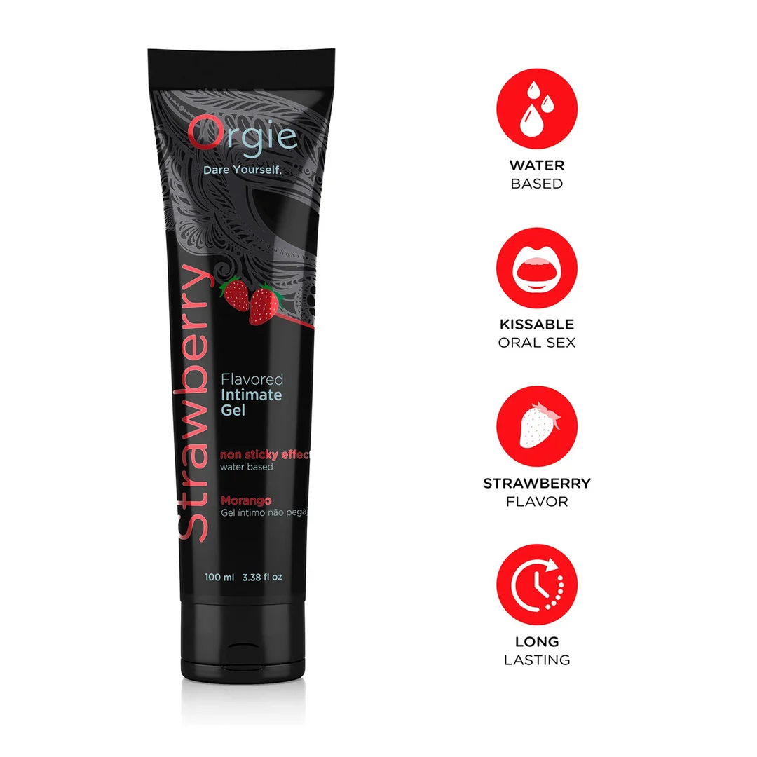 OR-21104-11 Lubricante de base de agua Orgie Lube Tube con sabor a fresa, 100 ml - Imagen 1