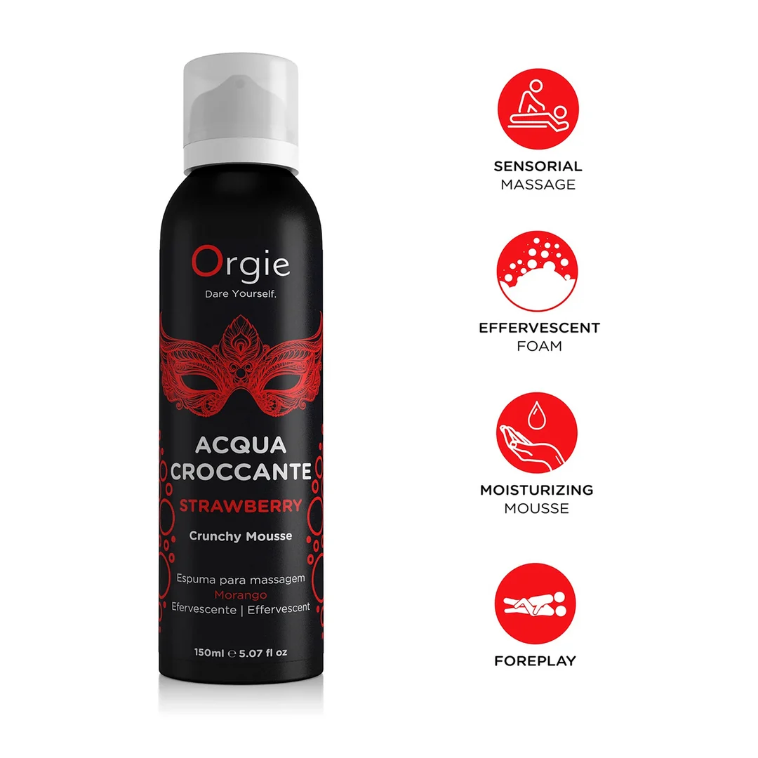 Orgie Acqua Crocante mousse de massage pétillante au parfum de fraise, 150 ml – Image 1