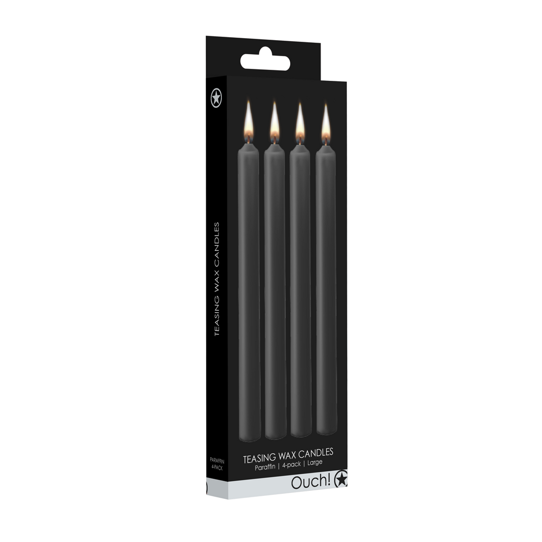 OU489BLK-2 Ouch! Waxkaarsen, 4 stuks, groot, zwart - Afbeelding 1