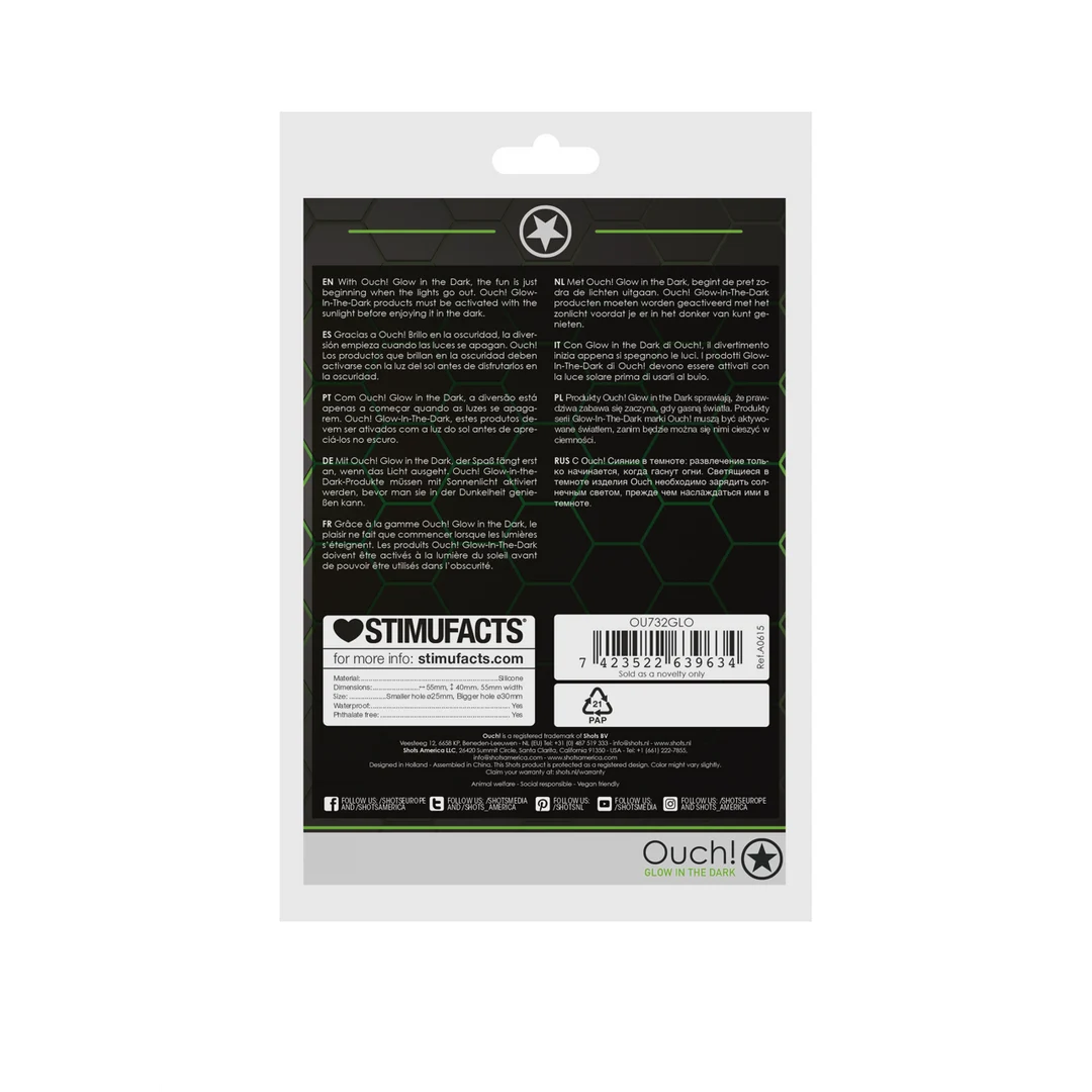 Cockring Ouch! Glow in the Dark avec sangle pour testicules – Image 2