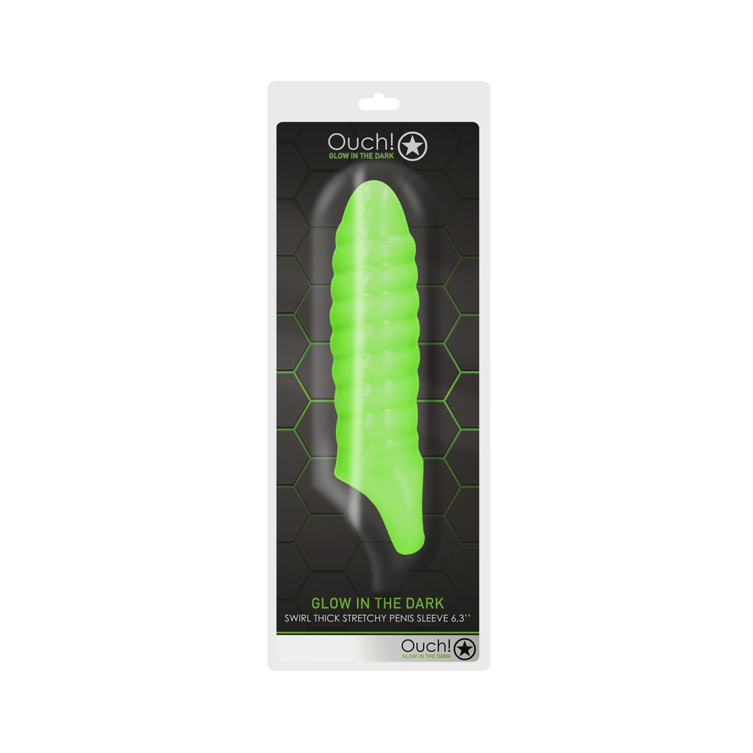 OU743GLO-2 Penis sleeve met rekbare pasvorm – Glow in the Dark - Afbeelding 1