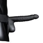 strap-on met verstelbare band – Glow in the Dark Ribbed Hollow Strap-On met Ballen - 8 / 21 cm - Neon Groen - Afbeelding 9