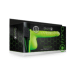 strap-on met verstelbare band – Glow in the Dark Ribbed Hollow Strap-On met Ballen - 8 / 21 cm - Neon Groen