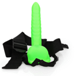 strap-on met verstelbare band – Glow in the Dark Ribbed Hollow Strap-On met Ballen - 8 / 21 cm - Neon Groen - Afbeelding 5