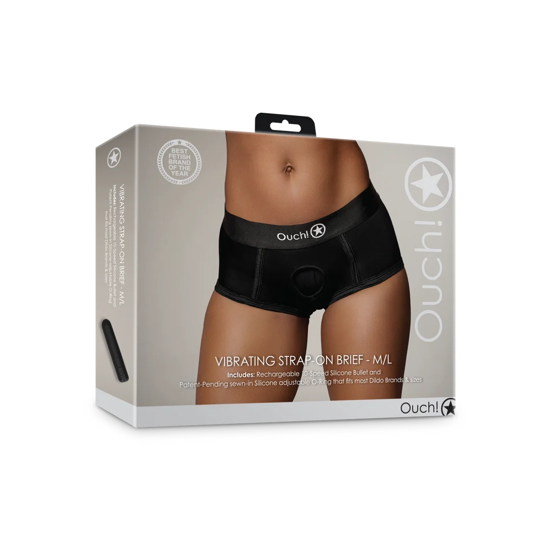 Vibratore bullet con 10 modalità – Boxer strap on vibrante Ouch! by Shots - immagine 1