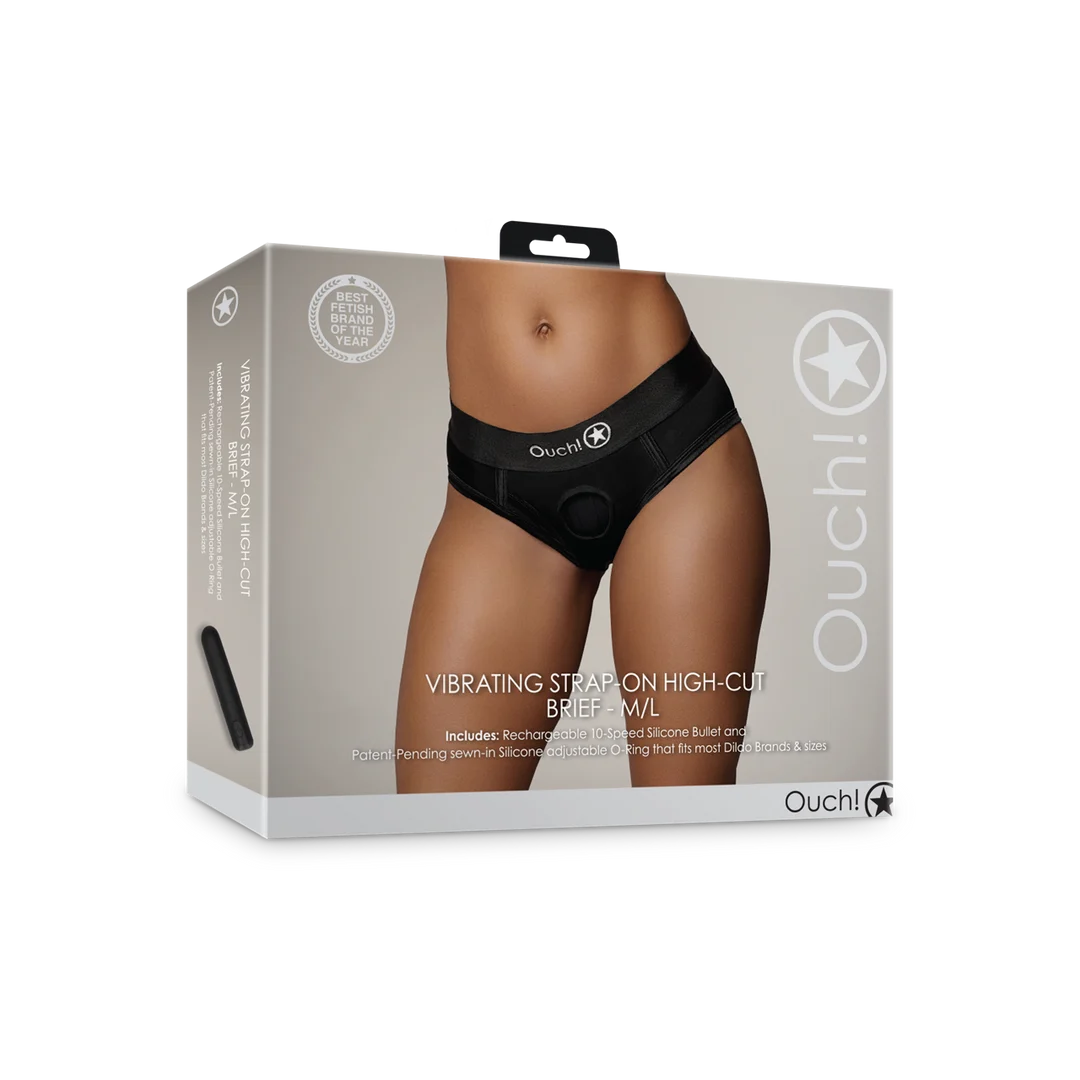 OU827BLKML1-2 Boxer con strap on vibrante Ouch! - immagine 1