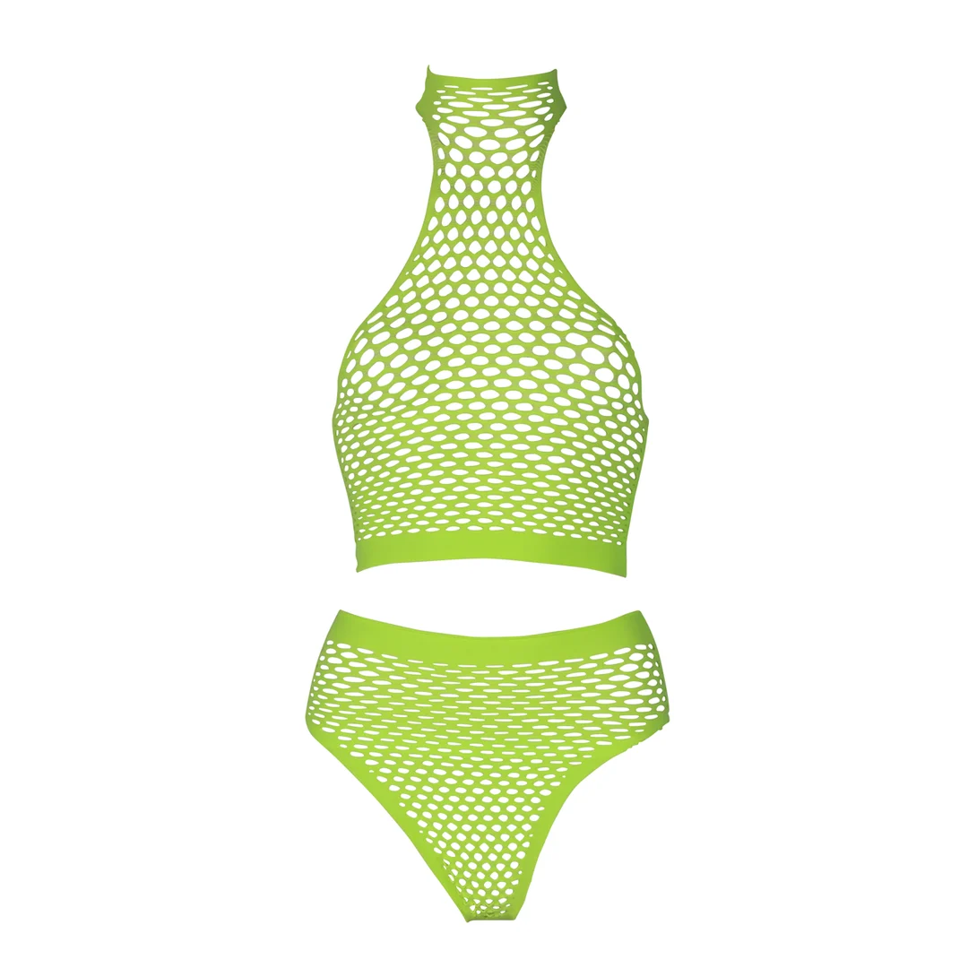 Neongrünes Set mit Rollkragen und Slip – Bild 5