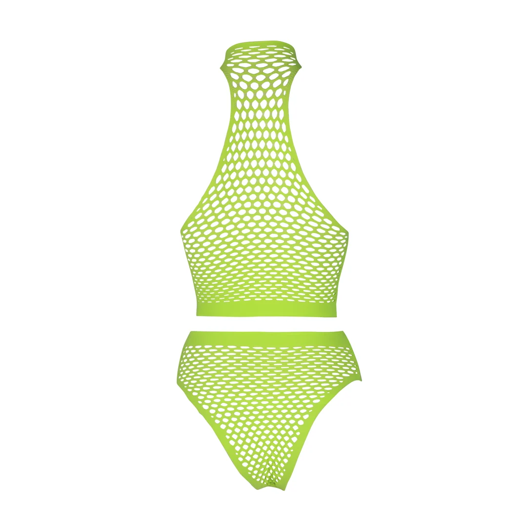 Neongrünes Set mit Rollkragen und Slip – Bild 6