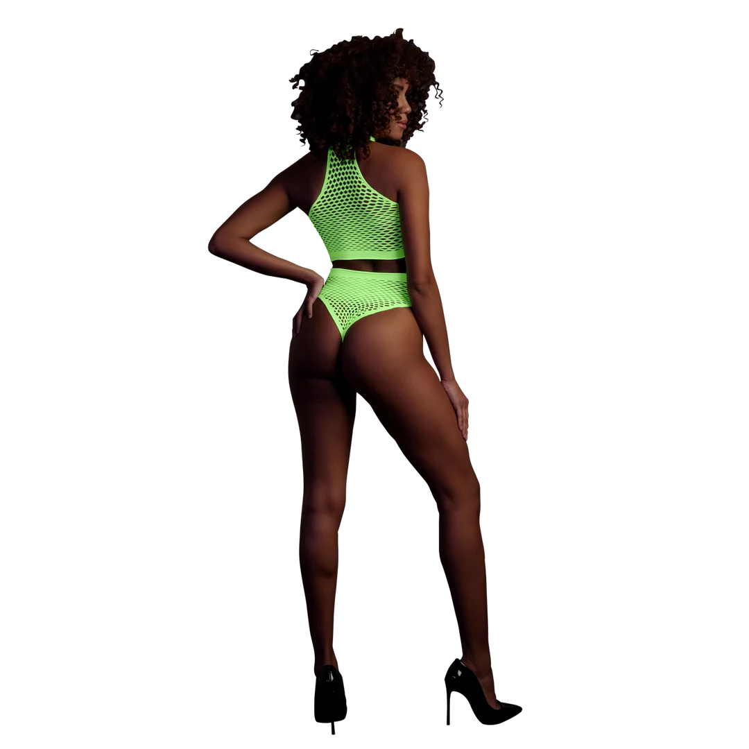 Neongrünes Set mit Rollkragen und Slip – Bild 2