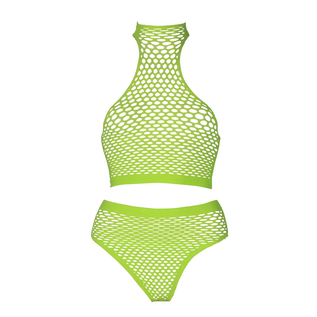 Neongrünes Set mit Rollkragen und Slip – Bild 11
