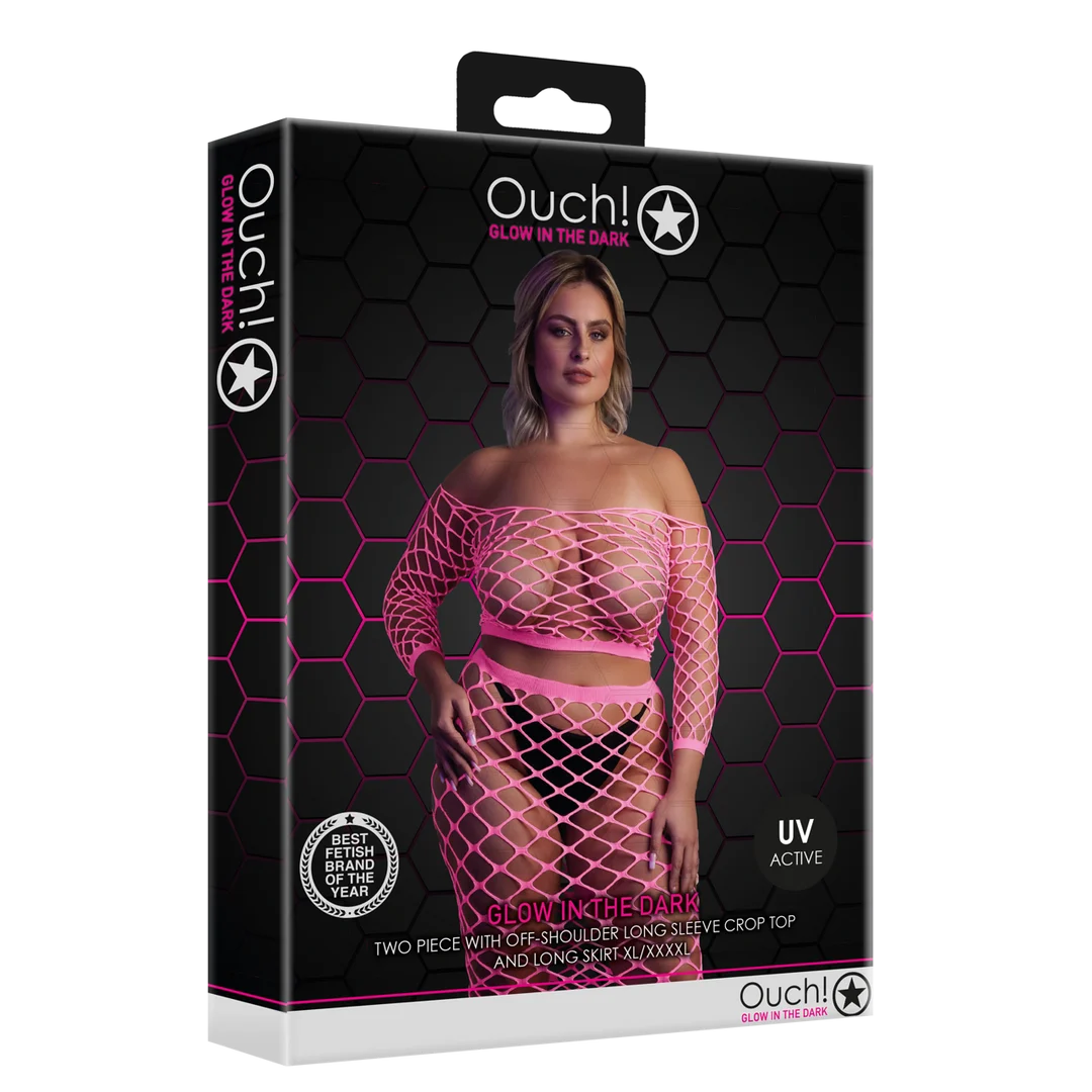 Neongrünes Crop Top mit langem Rock – Bild 19