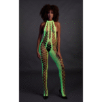 Neon bodystocking met halterneck voor party en curvy flair - SexyPlus - Afbeelding 9