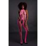 Neon bodystocking met halterneck voor party en curvy flair - SexyPlus - Afbeelding 3