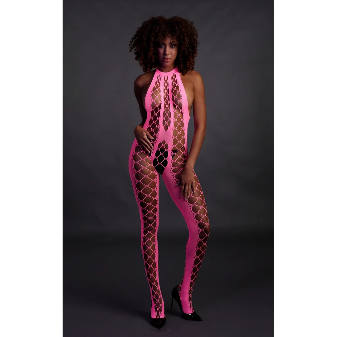 Neonpinker Netzbody mit Neckholder – Bild 3