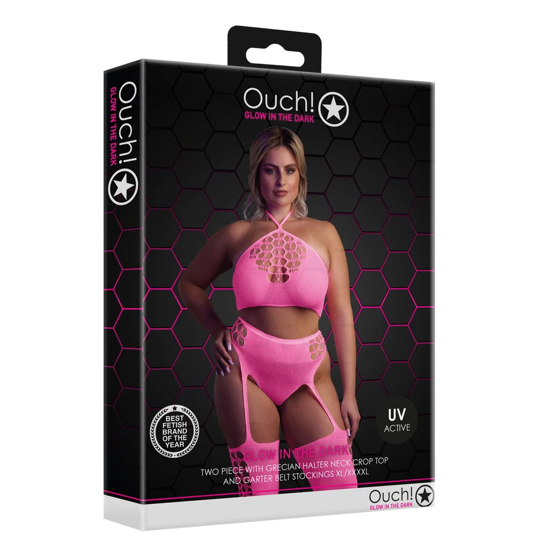 Neongrünes Set mit Crop Top und Strümpfen – Bild 19