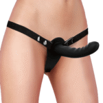 strap-on met verstelbare band – Dubbele Siliconen Geribbelde Strap-On - Verstelbaar - Zwart - Afbeelding 4